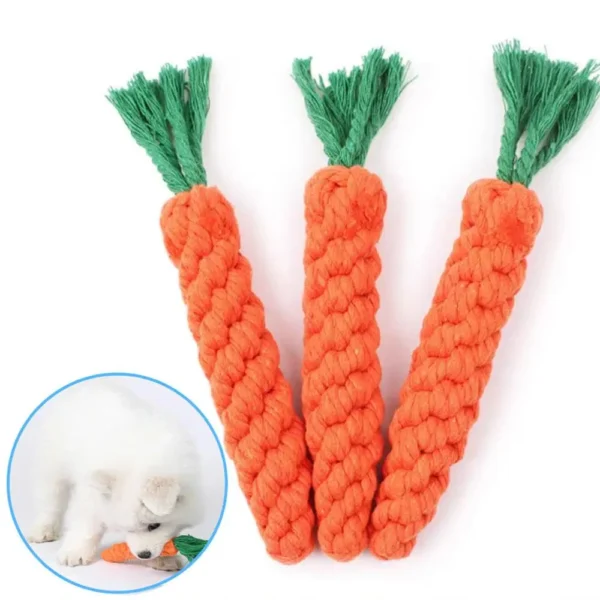 1pc Pet Dog Toys Carrot Bite Resistant Dog Chew Toys for Small Dogs Puppy Molar Cleaning Teeth Cotton Rope Toy Dogs Accessories - Image 2