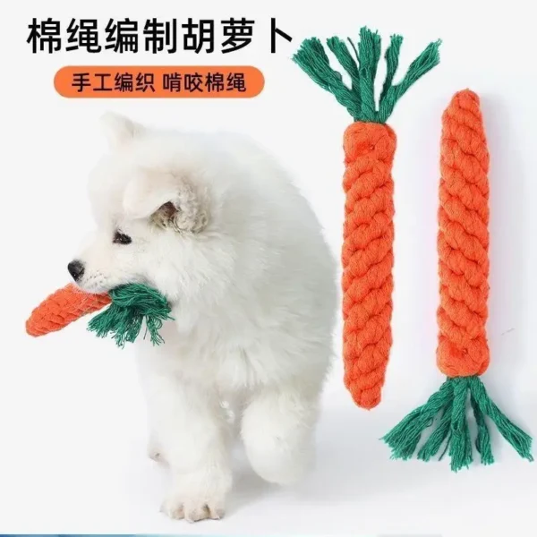 1pc Pet Dog Toys Carrot Bite Resistant Dog Chew Toys for Small Dogs Puppy Molar Cleaning Teeth Cotton Rope Toy Dogs Accessories - Image 5
